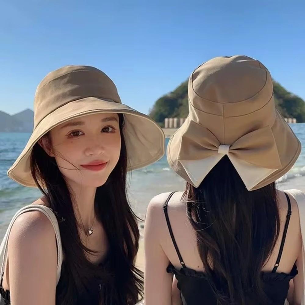 360° Protection Bucket Hats Bowknot Sun Protective Hat New Fisherman's Hat Outdoor Travel