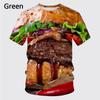 Fashionable Burger, Pizza, and French Fries 3D Printed New Men's Round Neck Summer Short sleeved Top T-shirt