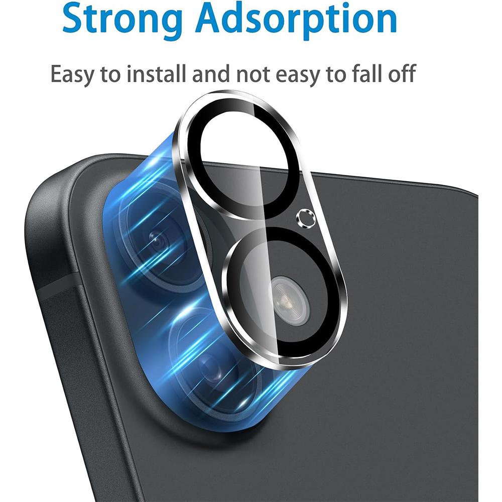 3-teiliges Kameraobjektiv-Schutzgehäuse aus gehärtetem Glas für iPhone 16 Plus 15 Pro, Max 14 13 Mini 12 11, Härtegrad 9H, Ultra HD-Schutz, Flim-Telefonzubehör