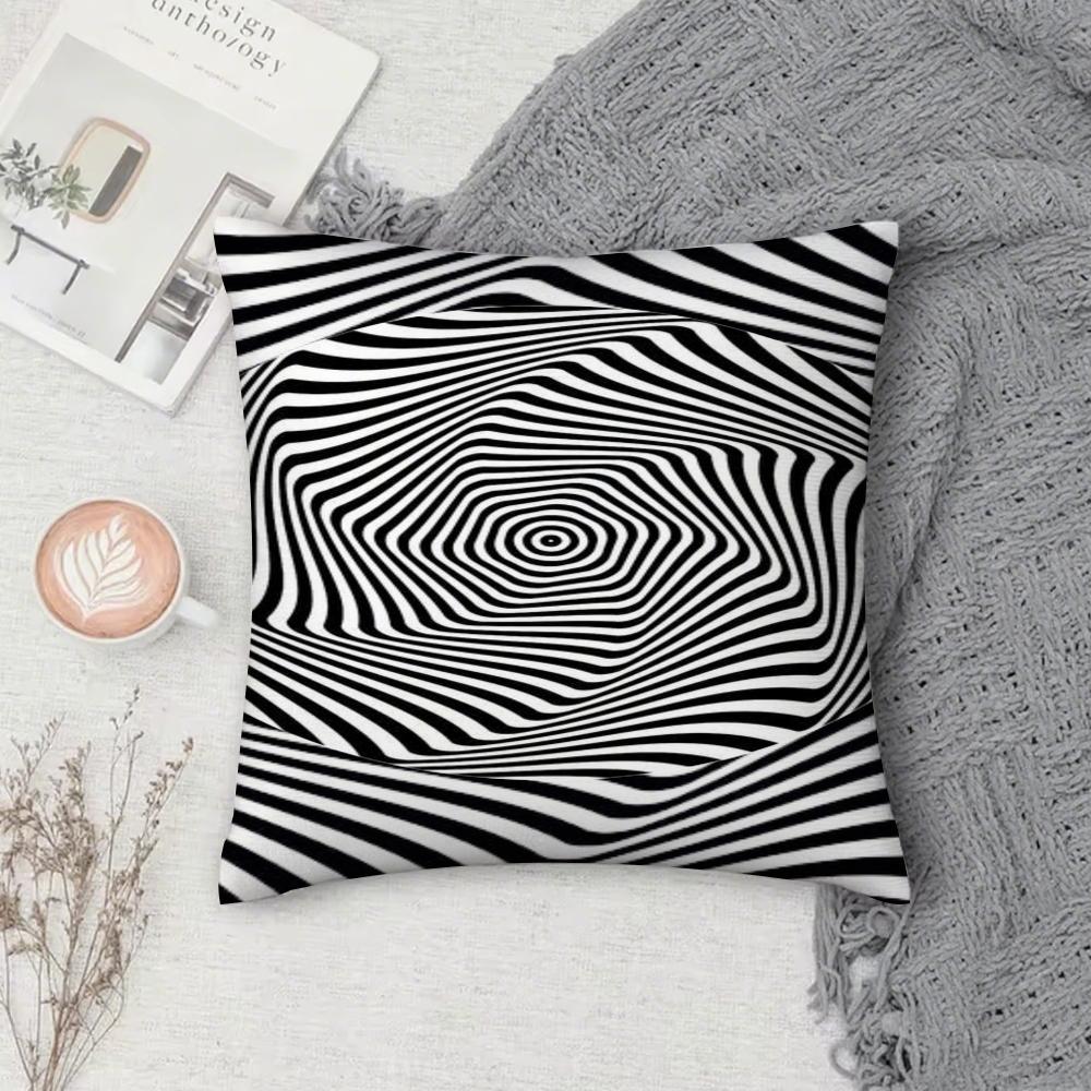 Spiral Psychedelic Pillow Case Square Pillowcase Double-Sided Printing Short Plush Sofa Cushion Cover Bedroom Bedside