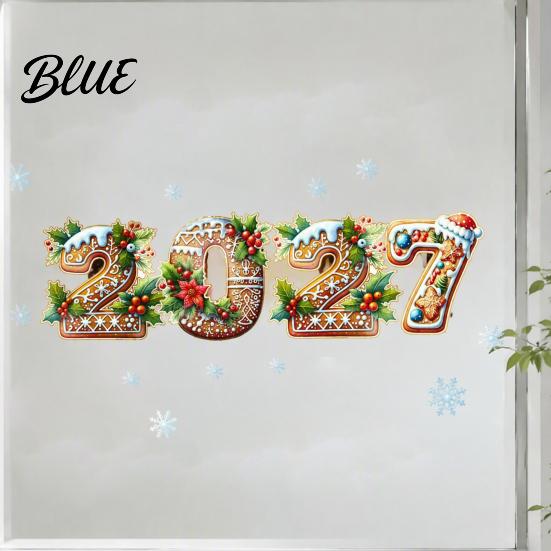 Storefront Holiday Decorations 2027 Gingerbread Christmas Static Window Clings Xmas New Year Decals with Winter Seasonal Glass Film Santa Snowman