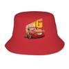 Custom Lightning McQueen Cars Bucket Hat for Unisex Women Printed Cartoon Summer Travel Beach Outdoor Camping Cap