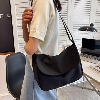Canvas postbode tas Dames crossbody tas Eenvoudige schoudertas Flap stoffen tas Grote capaciteit tas
