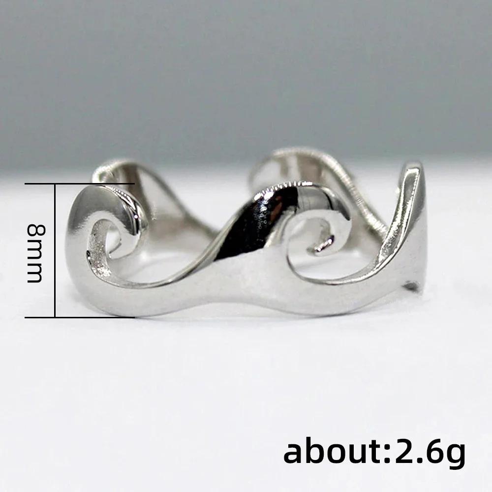 Punk Cool Finger Rings for Women Metal Silver Color Wave Couple  Anniversary Gift Men's Accessories Hot 2025 Jewelry