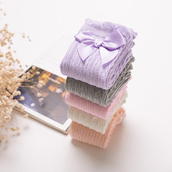 32cm Kids Girls Lace Bowknot Knee High Knee Long Soft Cotton Socks Stockings