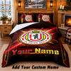 Union Berlin FC Pattern Bedding 3Pcs Set Custom Name, Bed Sheet And Pillowcases For Home Bedroom