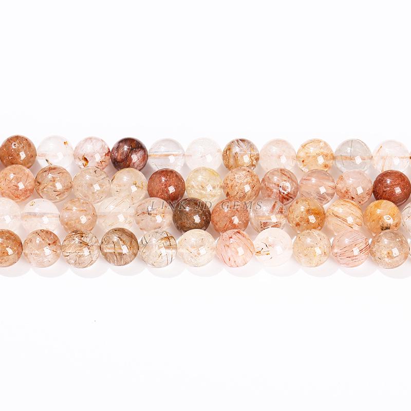 Jingde Natural Red Rutilated Quartz Beads Bracelet DIY Jewelry Accessories