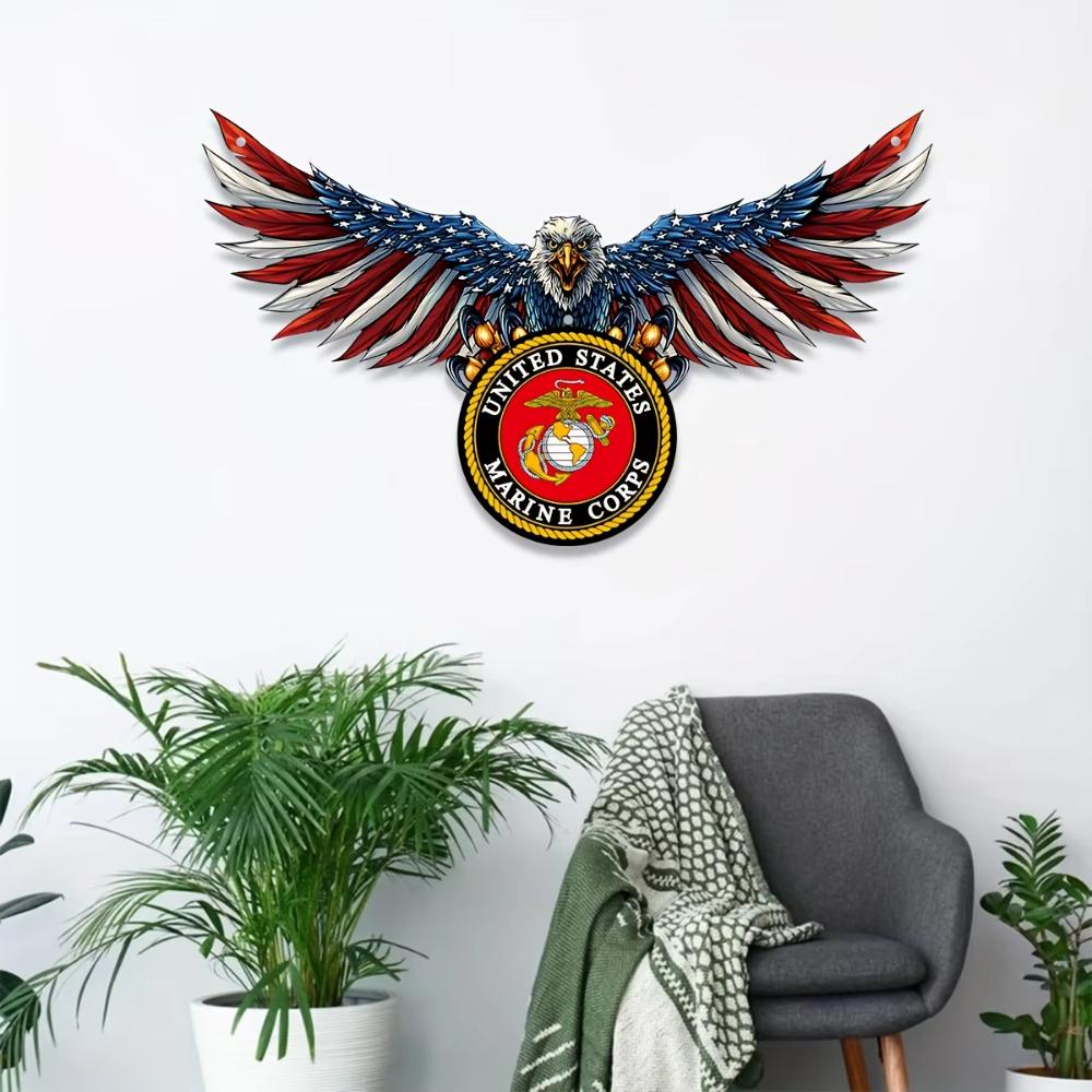 One piece, laser engraved flat UV printing metal US Navy Eagle flagship decorative painting Eagle silhouette art creative home