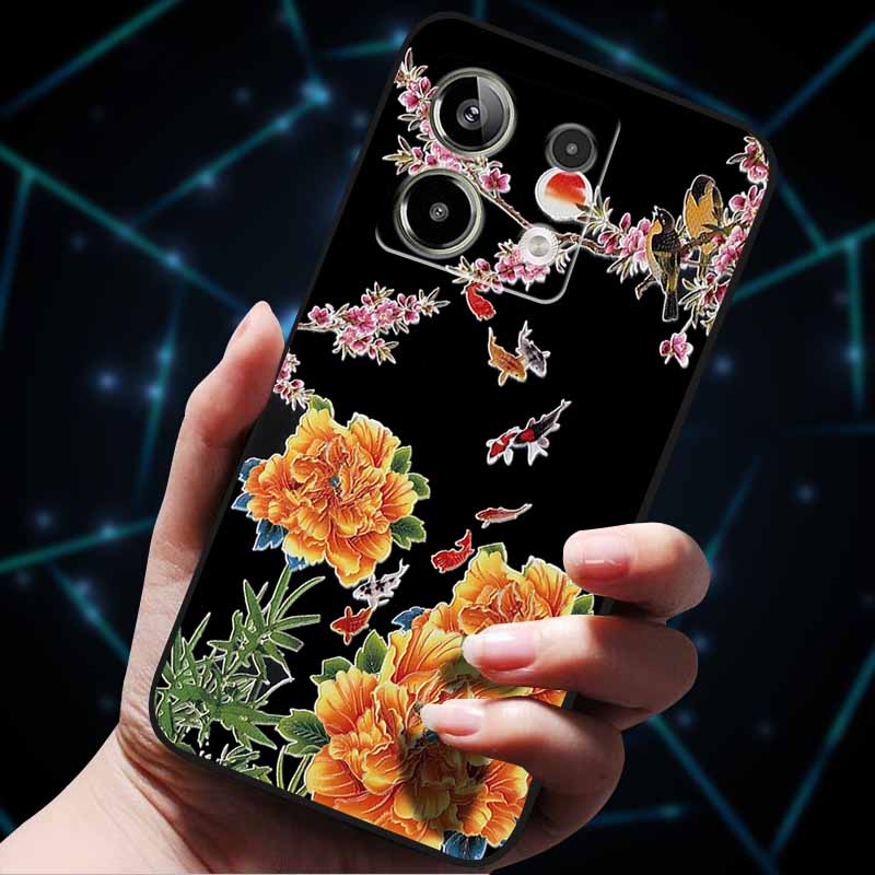 3D Flowers Emboss Fundas For Redmi Note 13 Case Note13Pro 5G Soft Silicone Phone Cases for Redmi Note 13 Pro Plus Back Cover Bag