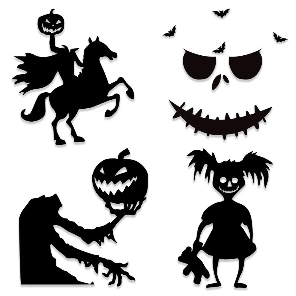 Halloween Decoration Room Door Stickers Window Decor Skeleton Hand Pumpkin DIY Devil Witch Hat Glass Window Stickers Ghost