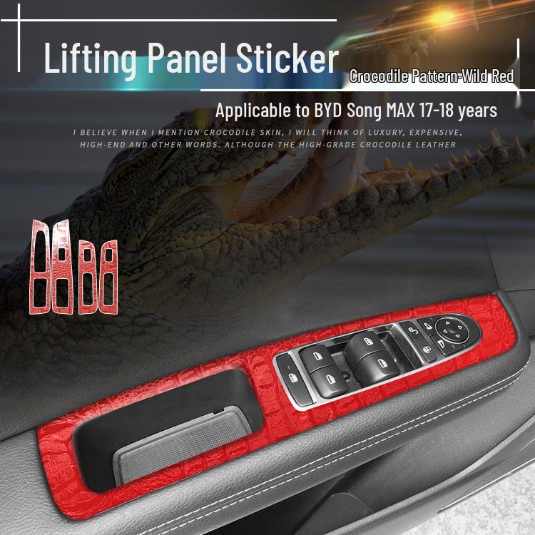 Krokodilmusterfolie für BYD Song MAX Innenraumkonsole & Paneeldekoration, Wildschwarzer Aufkleber