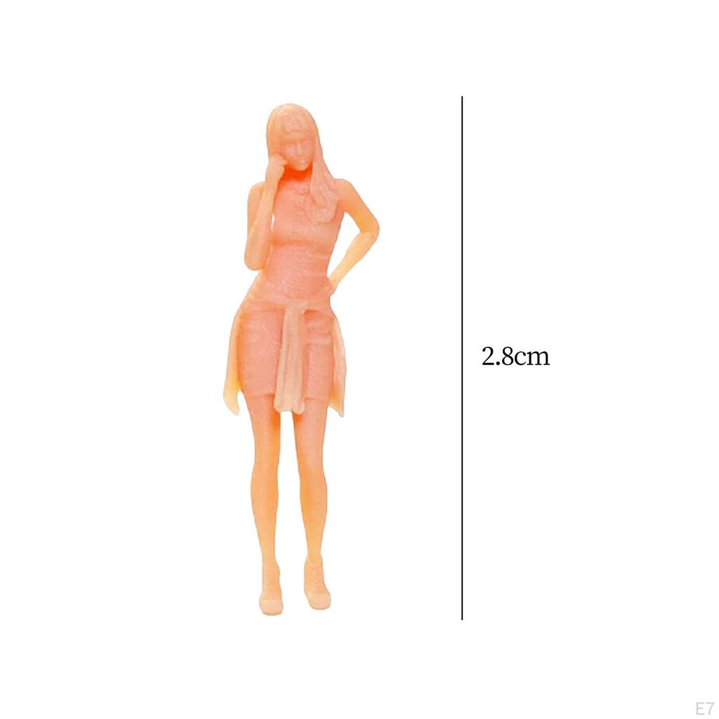 1/64 Scale Miniature People, Unpainted Architectural Model Figures, Tiny People for Micro
