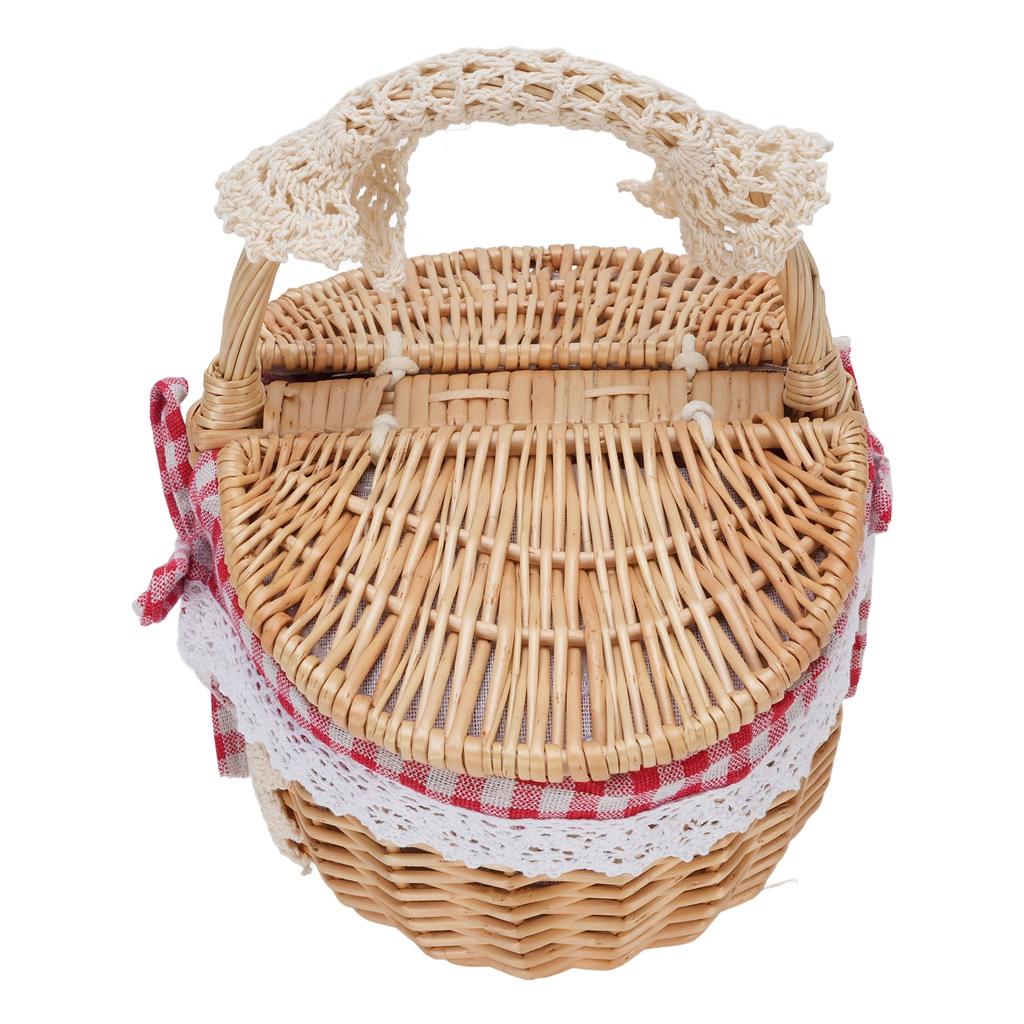 Wicker Picnic Basket with Removable Liner Empty Picnic Hamper Basket with Lid and Handle for Easter Camping Mother S Day