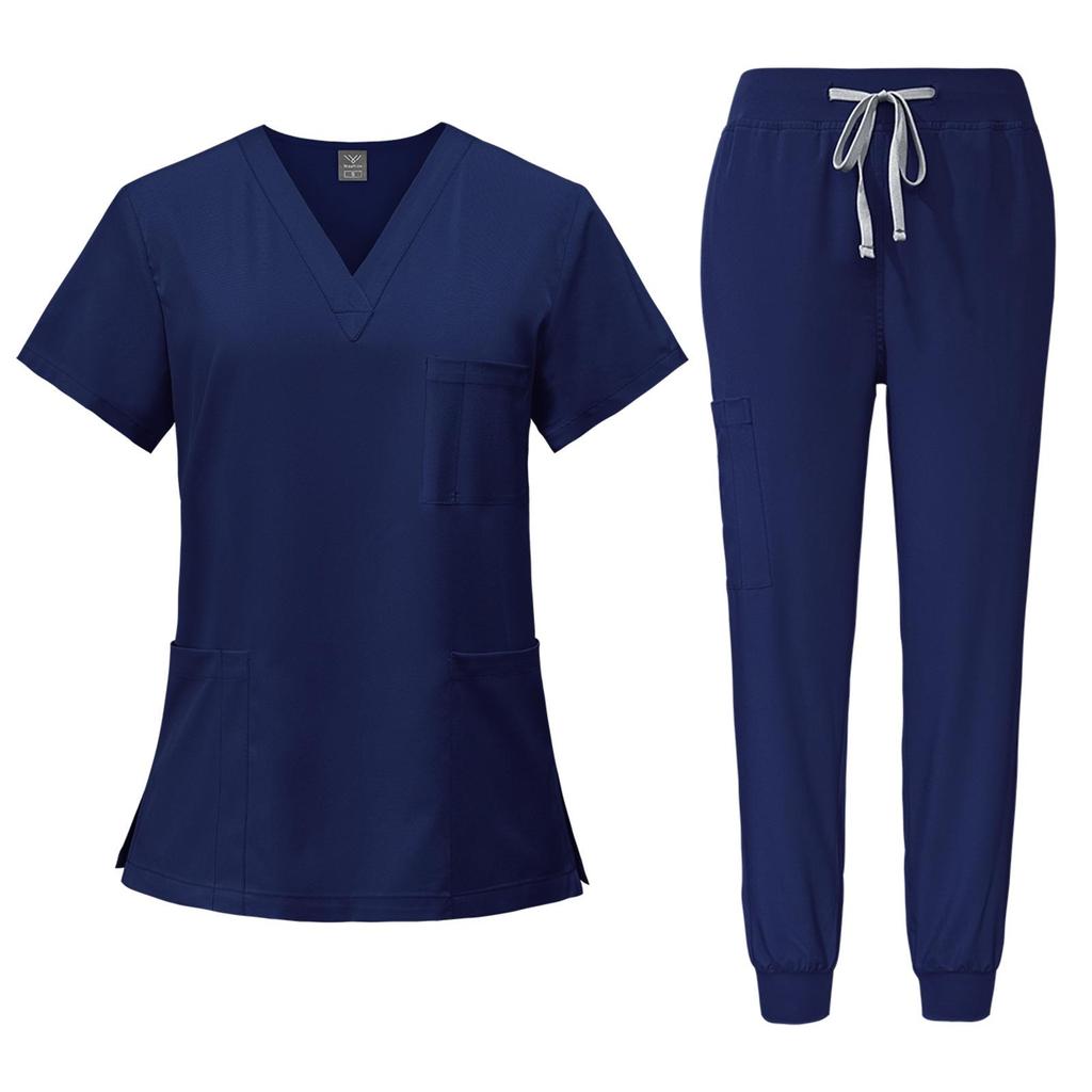Unisex Beauty Salon Scrub Set: Short Sleeve, Stretch, ICU-Ready