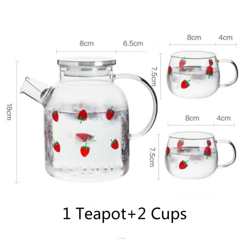 

1,8 л 1 л симпатичные заварочные чайники в японском стиле со вкусом клубники стеклянный кувшин для холодных и горячих напитков посуда для дома и офиса чайная чашка набор для заваривания чая