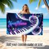 Music General Theme Beach Towel Personalized Custom Name & Text Soft Quick Dry Beach Towel for Swimming Travel