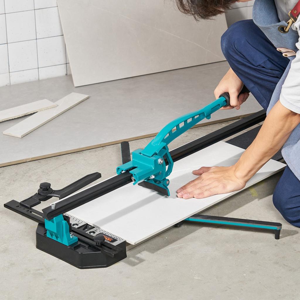 Manual Tile Cutter, 800mm, Porcelain Ceramic Tile Cutter with Tungsten Carbide Cutting Wheel, Infrared Positioning, Anti-Skid Feet, Durable Rails for
