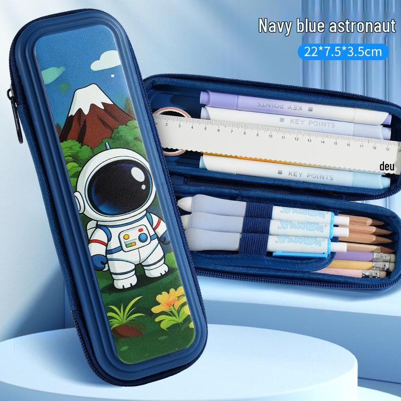 Layered Cartoon Pencil Case for Girls & Boys - Large Capacity School Stationery Bag
