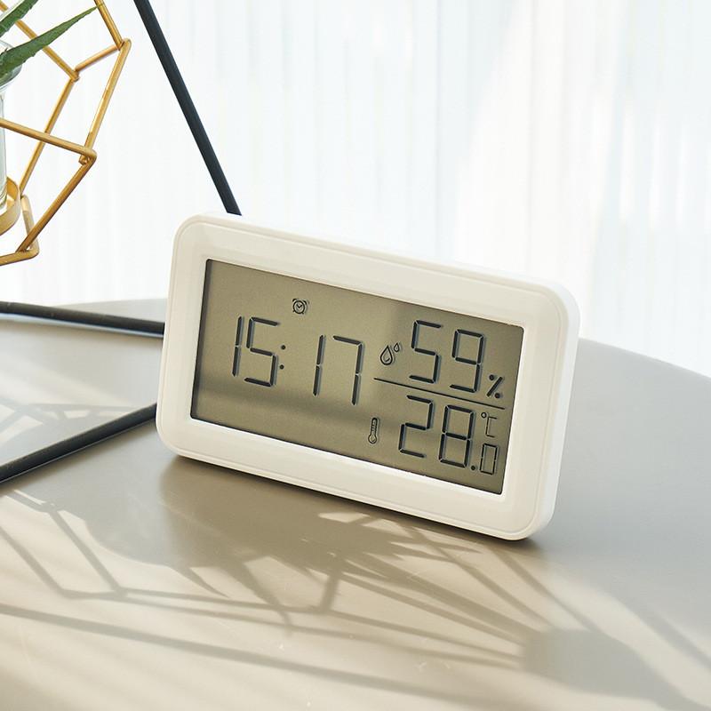 Minimalist Temperature Humidity Alarm Clock With Large Lcd Display For Bedroom Decor