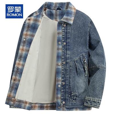 Men's Fake Two-Piece Denim Jacket for Autumn/Winter