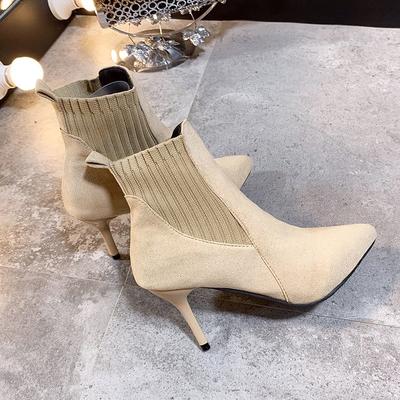 Stivaletti da Donna a Punta Moda Colore Unito Stivaletti Corti da Festa Autunno Comfort Tacco a Spillo Antiscivolo Tacchi Alti Feminino