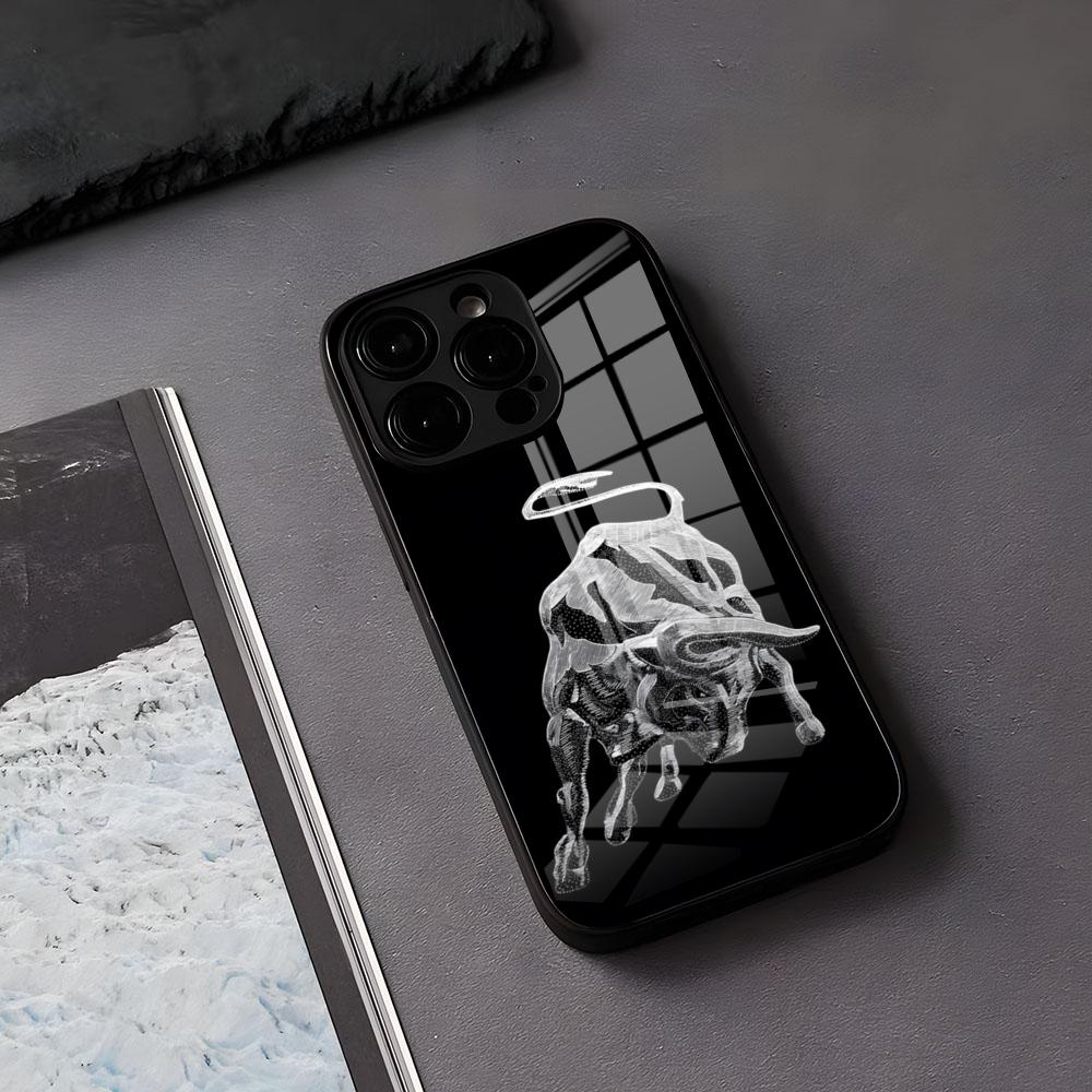 Taurus Bull Phone Case For IPhone 17 Air 16 E Pro Max 15 14 13 Mini 12 Pro 11 Max Plus Black Glass Cover