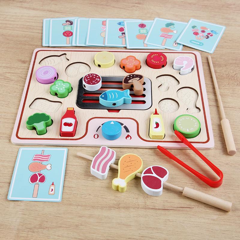Wooden Role-Playing BBQ Playhouse: Early Education Puzzle Toy for Parent-Child Interaction