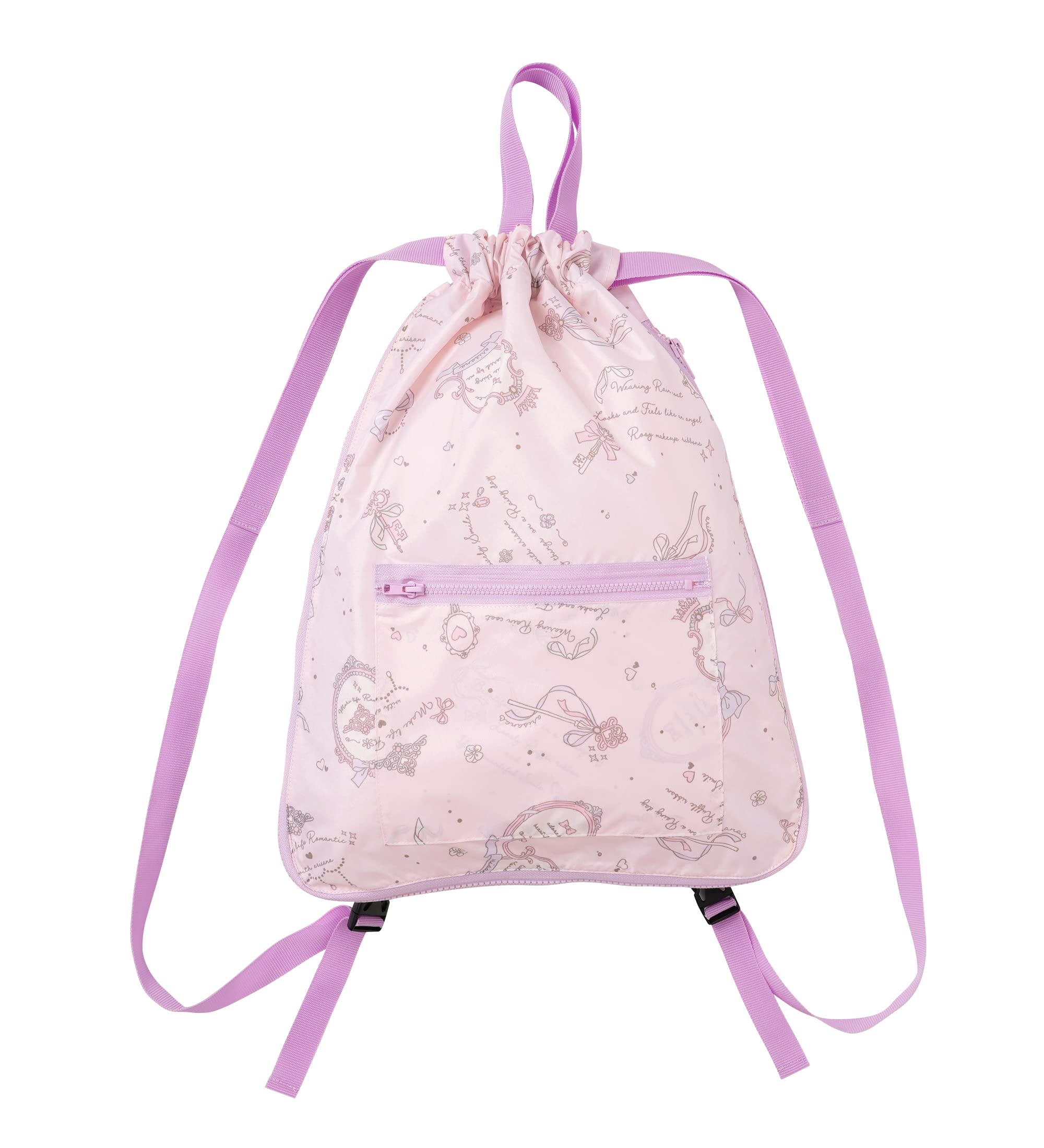 

[Arisana] Girls Water-Repellent Drawstring Backpack, Large Size, Kids Gym Clothes Bag with Handle, Antique Pink, Free Size