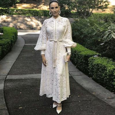 Elegant Women Dress Lantern Sleeve Bandage Midi Dresses Female Fashion 2020 New Spring Summer Chic