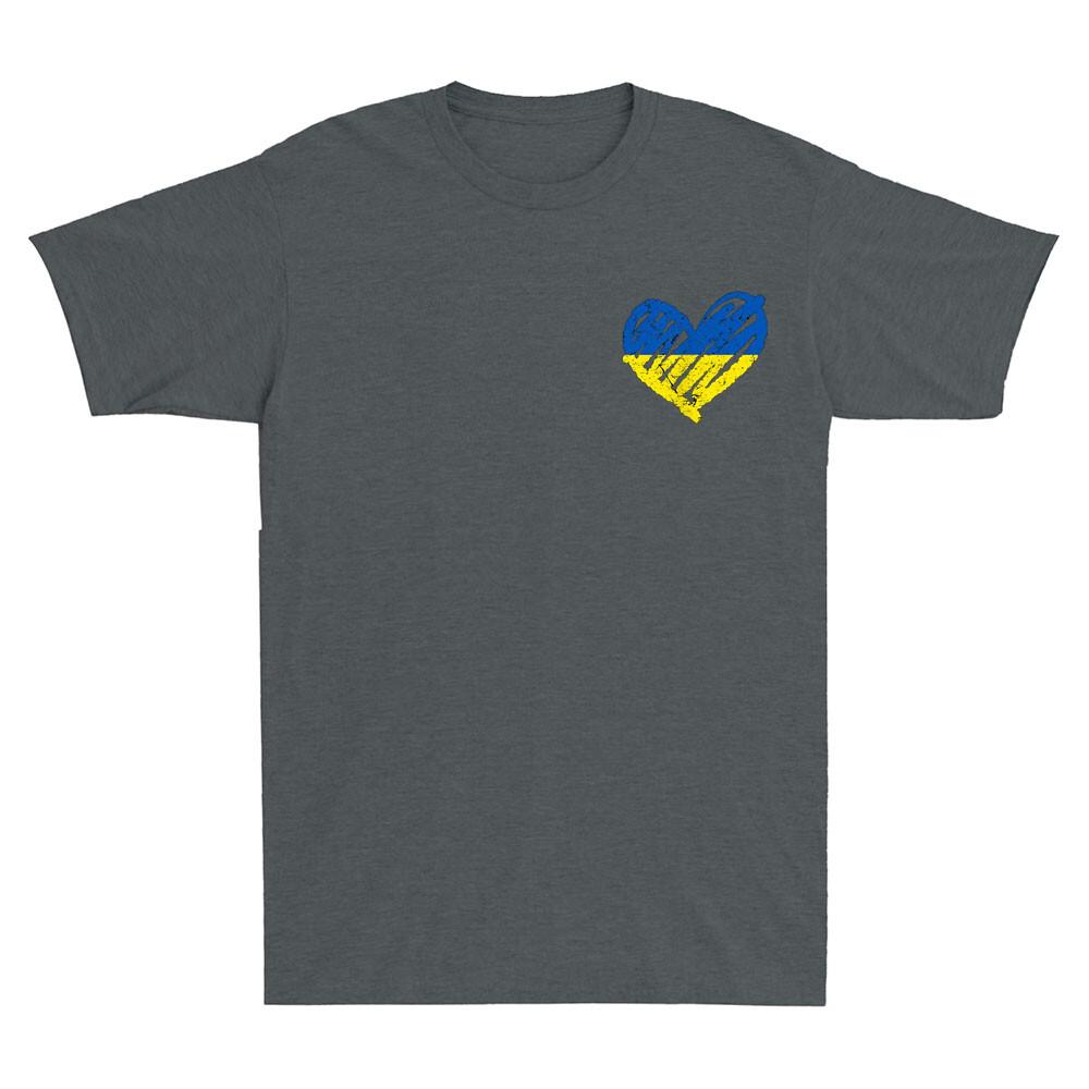 I Stand With Ukraine Peace Heart Ukrainian Flag Pocket Vintage Unisexs Tshirt Tee