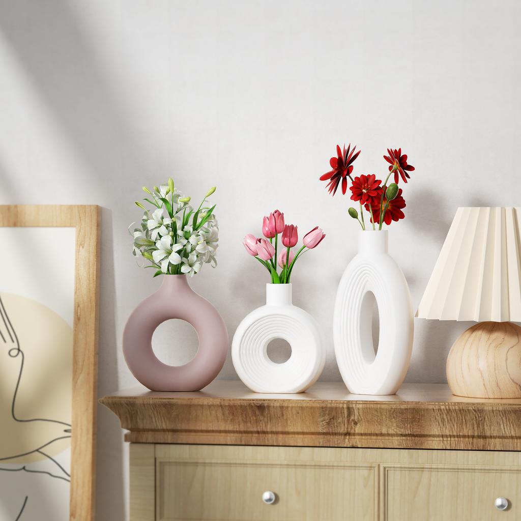 Circle Vase Silicone Mold, Oval, Circle, Stripe, Ins Style, Large Ornament, Donut, Flower Vase Mold