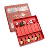 6Pcs/Set Stainless Steel Spoon Fork Set Santa Claus Snowman Deer Christmas Tree Hat Decor Tableware Holiday Party Supply