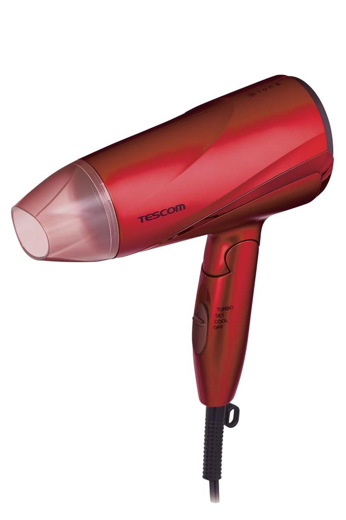 Tescom Hair Negative Large Air Air Ione Red Dryer, Ion, Foldable, Volume, Lightweight, Cold/Hot (Pink) TD330B-P/E