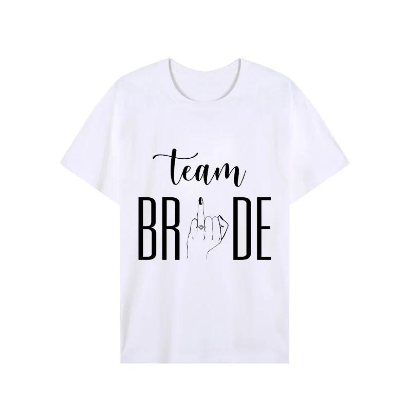 Summer Top Woman Clothing Future Bride Wedding Bachelorette T-shirt Short Sleeve Bride Ring Finger Bride Team Wedding Party Tees
