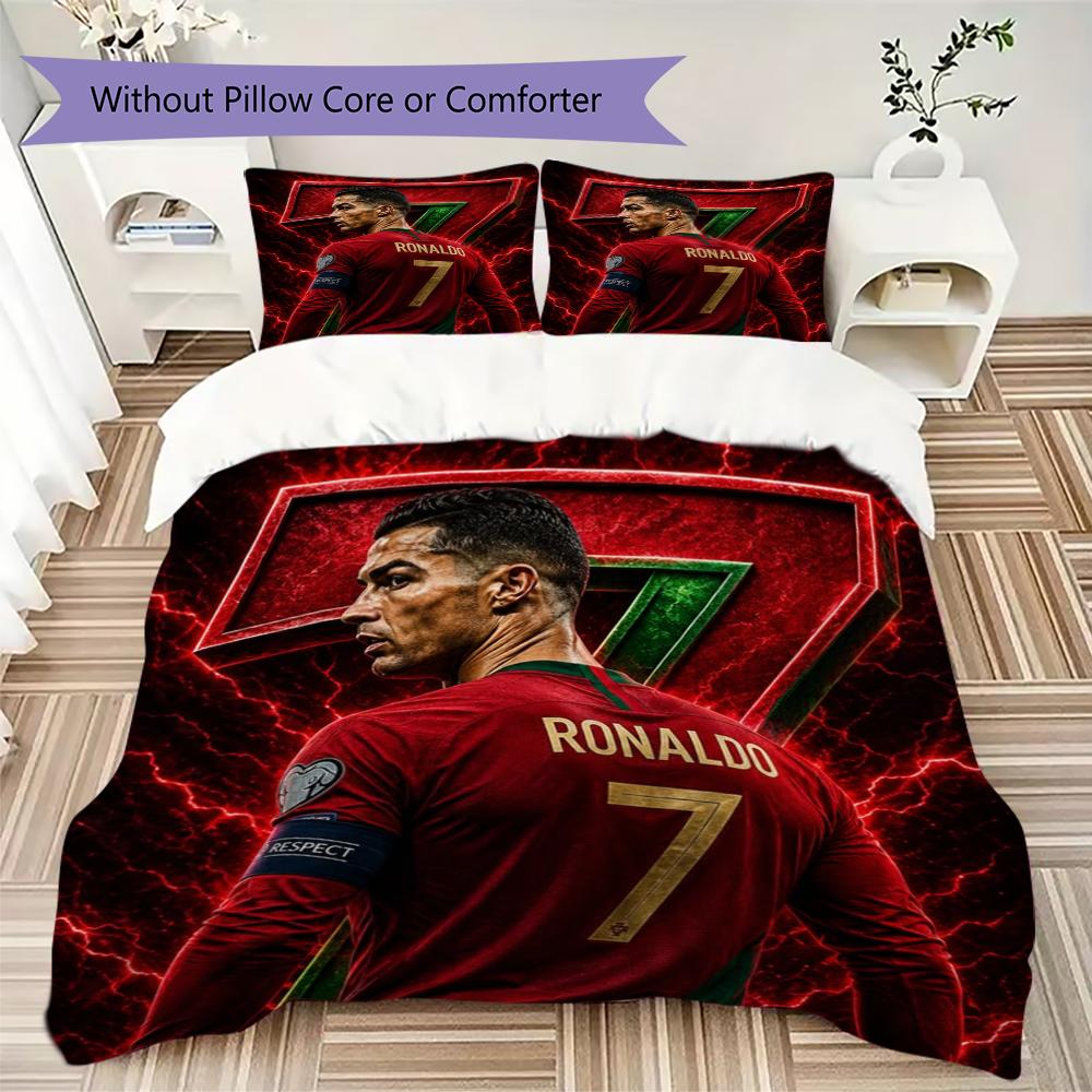 Set Copripiumino con Modello C Ronaldo Copripiumino Federa Decorazione per la Casa Regalo di Compleanno (1 * copripiumino + 2 * federe senza imbottitura)