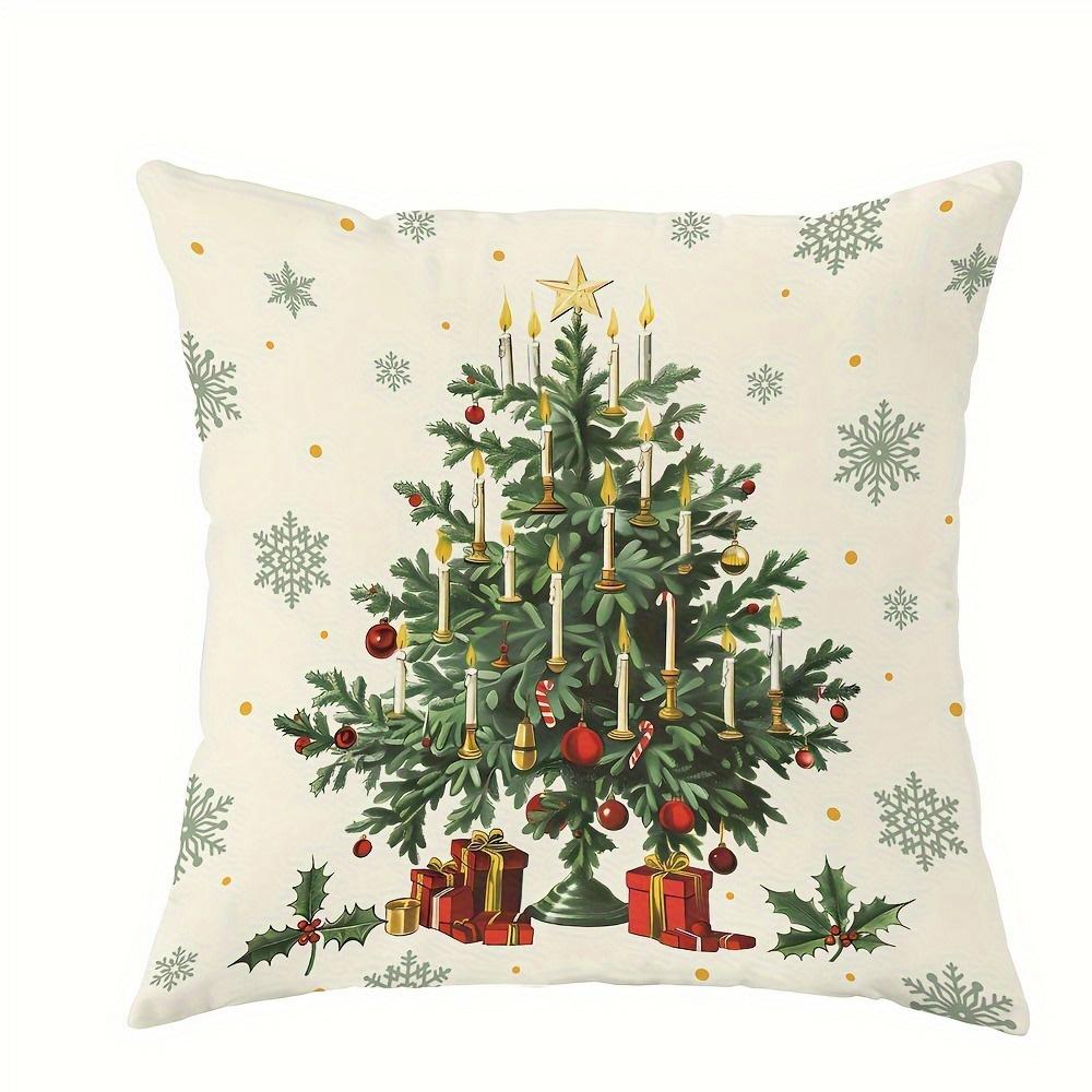 Festive Christmas Pillowcases: Tree, Wreath, Ornaments, and Vintage Truck Designs Sofa Cushion Cover New Year Home Decoration