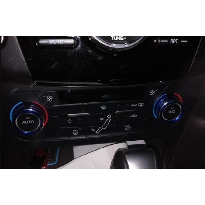 2PCS Aluminum Middle Console AC Knob Blue Cover Trim For Ford Focus 2015-2018