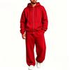Men's Casual Tracksuit Set Hooded Full Zip Long Sleeve Hoodie Wide Leg Pants Solid Color