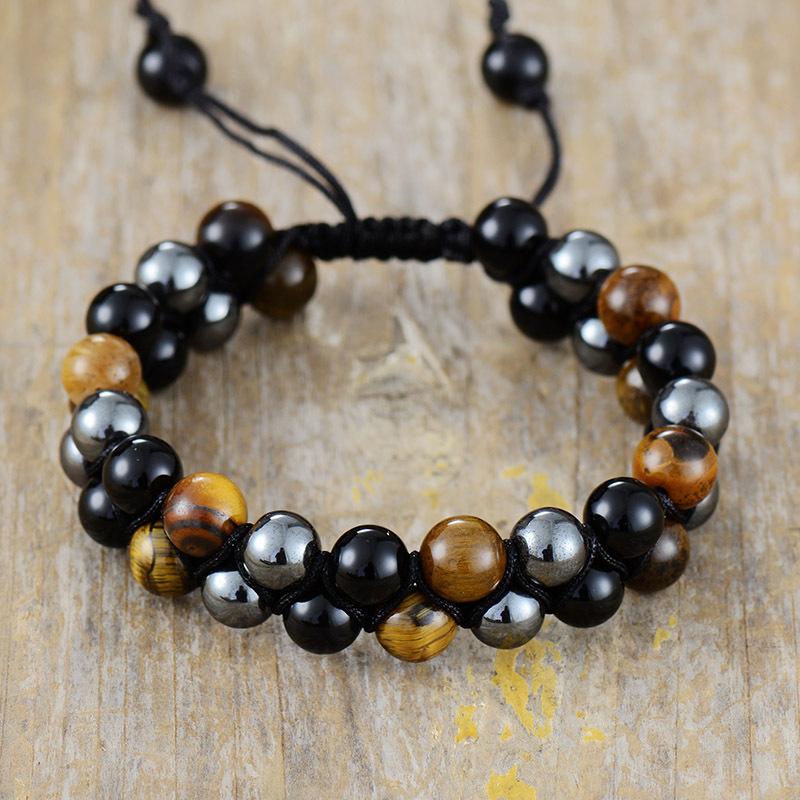 

Natural Tiger s Eye and Agate Beaded Bracelet for Men, Vintage and Unique Style, Men s Jewelry and Accessories коричневий