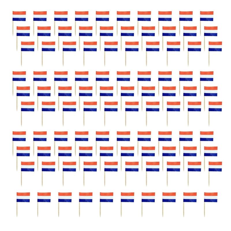100Pcs Multicolor International Flag Toothpicks Cupcake Picks Cake Top Ornament For Desserts Display Festival Decoration