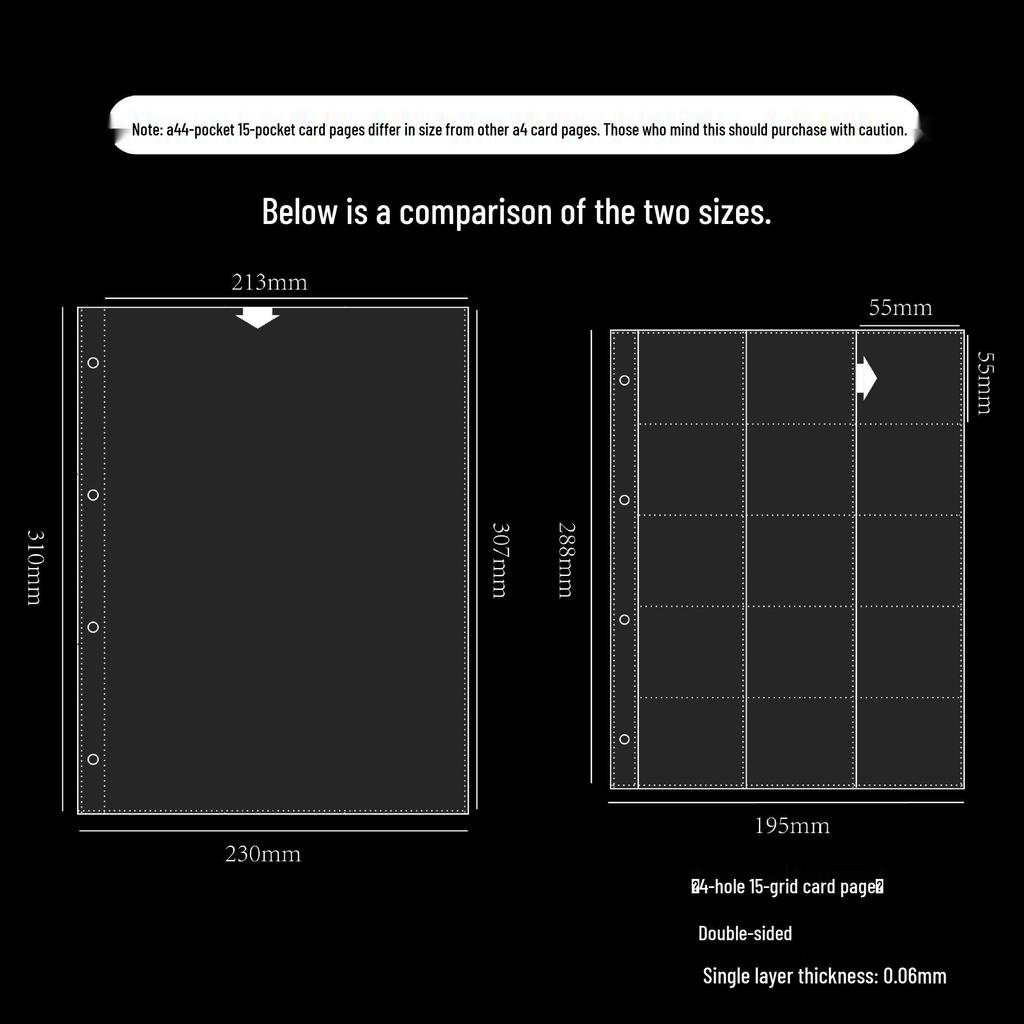 Light & Night 4-Pocket Card Album: Fits 6-Inch Polaroid & A4 Cards, High-Transparency Pages