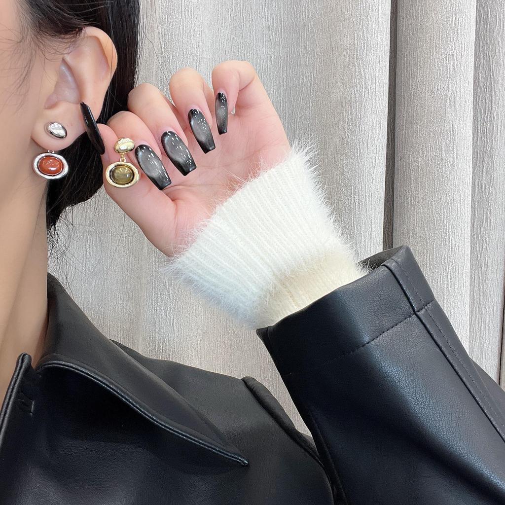 Exquisite 2024 Retro Maillard Tiger Eye Stone Earrings: Unique High-End Luxury for Women