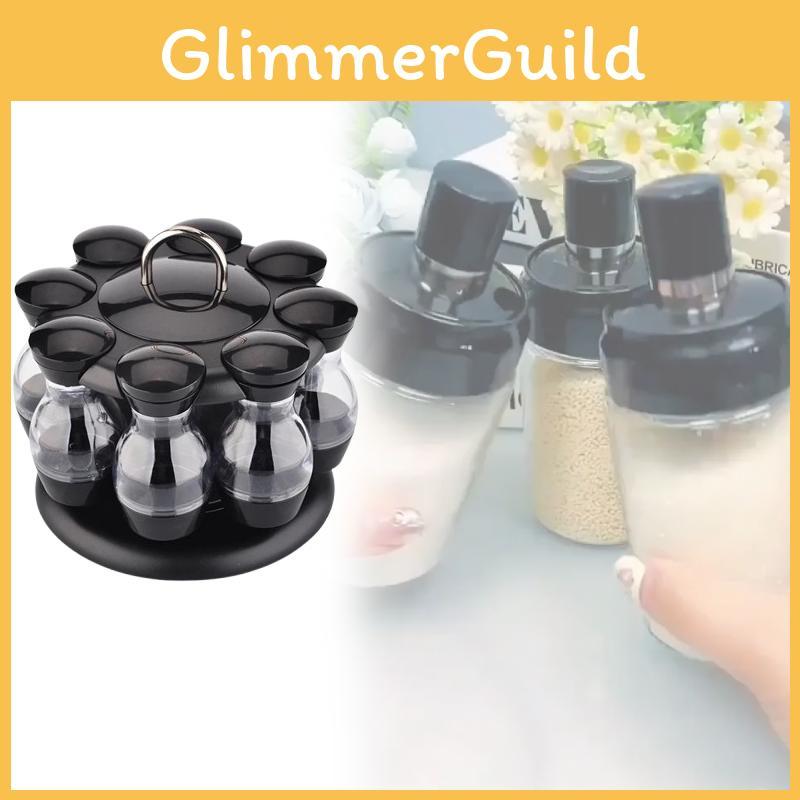 Elegant Rotatable Condiment Holder With Solid Bottles For Restaurant And Food Service Settings