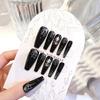 1 Set Halloween-Spinnennetz-Kunstnägel mit Kleber, Gothic-schwarze lange Nagelverlängerung, vollständige Abdeckung, Home-Salon, Frauen und Mädchen, Acryl-Aufdrück-Nägel-Set