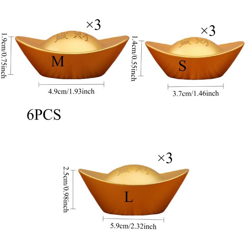 3/6/9pcs Alloy Material Simulated Gold Ingot Desktop Decoration Ornaments Home Decoration Props and Ornaments