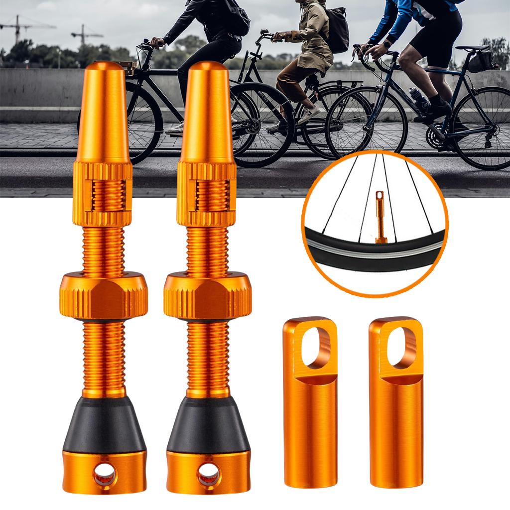 Tubeless Presta Valve Stem 60mm Lightweight Alloy Presta Valve Stem with Valve Core Remover Tool and Valve Stem Caps