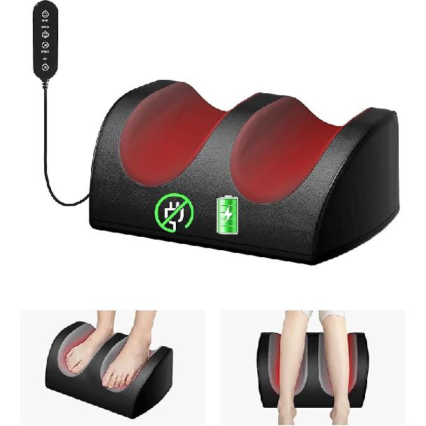 Shiatsu Foot Massager Machine with Heat, Foot and Calf Massager with Massage Roller, Deep Tissue Massager for Plantar Fasciitis, Pain Relief,