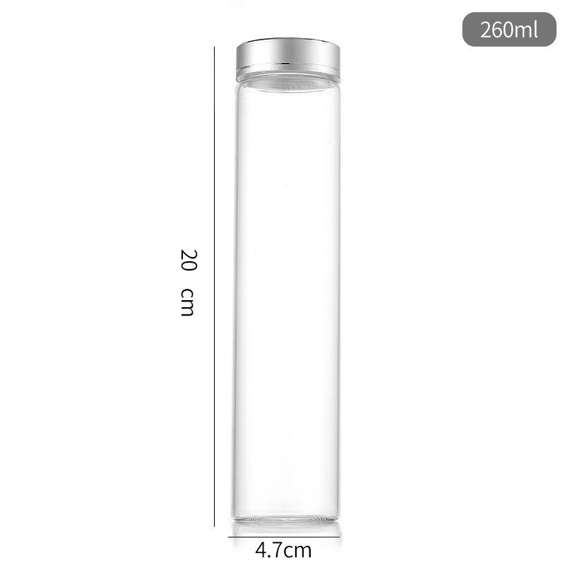 47mm Transparent Glass Bottle with Oxidized Silver Cap for Cereal, Tea, or Candy Storage