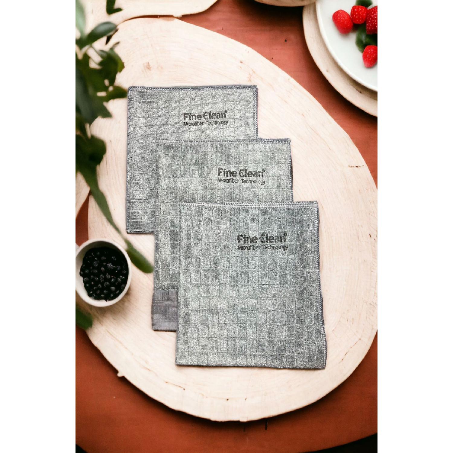 

3 Pieces Magic Microfiber Checkered Gray Kitchen Cloth Stain-proof Miss Cleaning