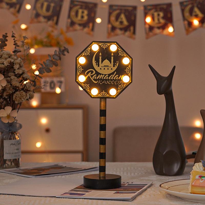 

EID Mubarak Wooden Ornaments Moon LED Lights, Ramadan Lamp, Islam Muslim Event Party, Home Table Decoration, Kareem Gifts, 2025